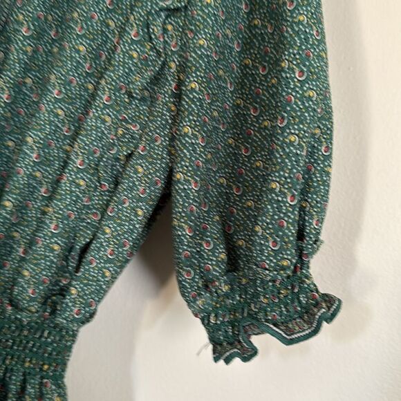 Max Studio Green Floral Print Tie-Neck Smocked Waist Maxi Dress Size M - Picture 6 of 10